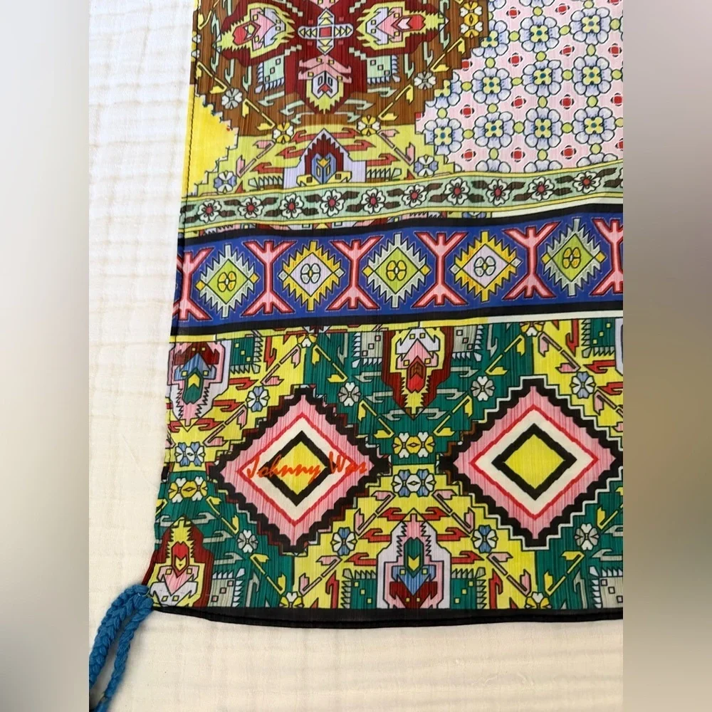 Johnny Was Silk Scarf! 12 Tassels!